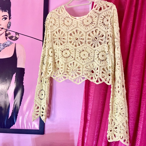 Rebellion Tops - Rebellion Parakeet Yellow Crochet Clothing for Women Sweater Top